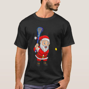 Weihnachtsmann Santa spielt Lacrosse Xmas lustiger T-Shirt