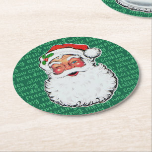 Weihnachtsmann Santa zwinkert Süße Feiertage Süßes Runder Pappuntersetzer
