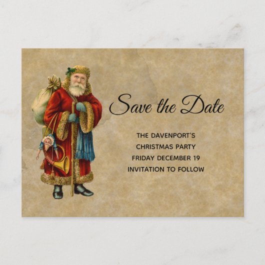 Weihnachtsmann Save the Date Einladungspostkarte (Vorderseite)