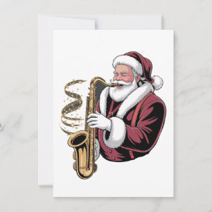 Weihnachtsmann Saxophon spielend Xmas Musiker Saxo Einladung