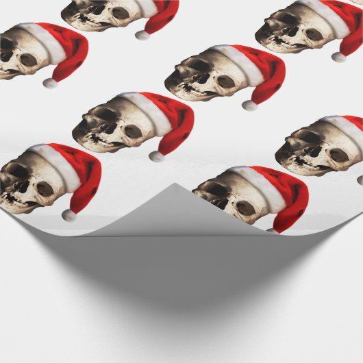 Weihnachtsmann-Schädel-Hut-Skelett Geschenkpapier (Ecke)
