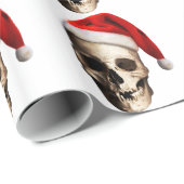 Weihnachtsmann-Schädel-Hut-Skelett Geschenkpapier (Rolleneckpunkt)