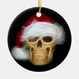 Weihnachtsmann-Schädel Keramik Ornament