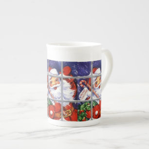 Weihnachtsmann schaut durch Fenster Spezialtassen Porzellantasse