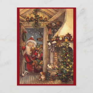 Weihnachtsmann schaut herein feiertagspostkarte