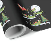 Weihnachtsmann Schlitten Fahrender Alligator Weihn Geschenkpapier (Rolleneckpunkt)