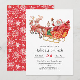 Weihnachtsmann-Schlitten-Feier-Brunch Weihnachtsfe Einladung