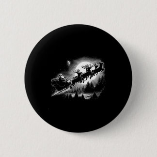 Weihnachtsmann-Schlitten fliegt über den Wald Weih Button