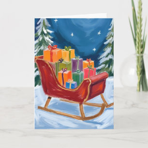 Weihnachtsmann-Schlitten Frohe Weihnachten Karte