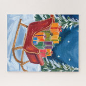 Weihnachtsmann-Schlitten Frohe Weihnachten Puzzle (Horizontal)
