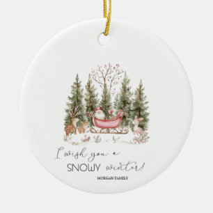  Weihnachtsmann, Schlitten, Geschenke Wald Weihnac Keramik Ornament