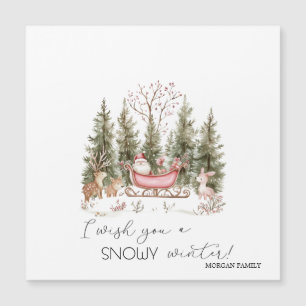 Weihnachtsmann, Schlitten, Geschenke Wald Weihnac Magnetkarte