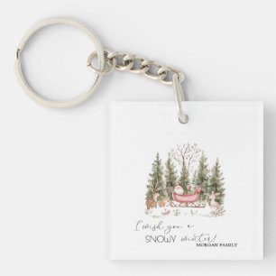  Weihnachtsmann, Schlitten, Geschenke Wald Weihnac Schlüsselanhänger