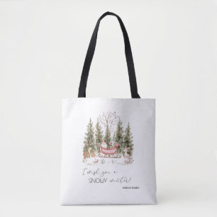  Weihnachtsmann, Schlitten, Geschenke Wald Weihnac Tasche