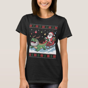 Weihnachtsmann-Schlitten gezogen von gehörntem Dra T-Shirt