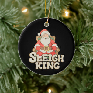 Weihnachtsmann Schlitten König Thron Weihnachten X Keramik Ornament