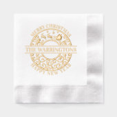 Weihnachtsmann-Schlitten-Lacy Filigree Familiennam Servietten Mit Folie (Vorderseite)