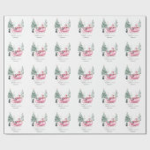 Weihnachtsmann, Schlitten, Pinguin, Wald Geschenkpapier (Flach)