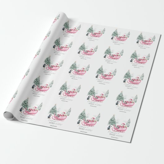 Weihnachtsmann, Schlitten, Pinguin, Wald Geschenkpapier (Ungerollt)