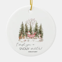 Weihnachtsmann, Schlitten, präsentiert Weihnachten Keramik Ornament