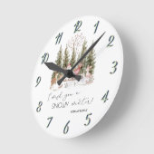 Weihnachtsmann, Schlitten, präsentiert Weihnachten Runde Wanduhr (Winkel)