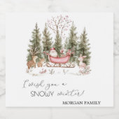 Weihnachtsmann, Schlitten, präsentiert Weihnachten Schaumweinetikett (Einzelnes Label)