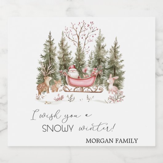 Weihnachtsmann, Schlitten, präsentiert Weihnachten Schaumweinetikett (Einzelnes Label)