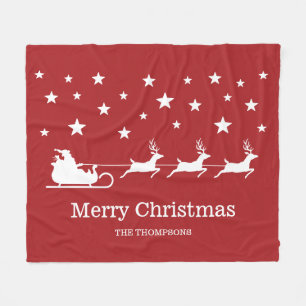 Weihnachtsmann-Schlitten und Frohe Weihnachten Tex Fleecedecke