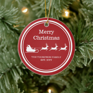 Weihnachtsmann-Schlitten und Frohe Weihnachten Tex Keramik Ornament
