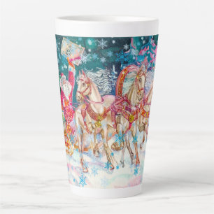 Weihnachtsmann-Schlittenpferd-Schnee-Weihnachtsnac Milchtasse