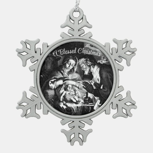 Weihnachtsmann-Schneeflocken-Rahmen-Ornament Schneeflocken Zinn-Ornament (Vorderseite)