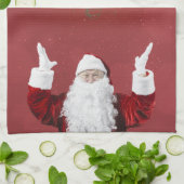 Weihnachtsmann, Schneeflocken, rot Geschirrtuch (Gefaltet)