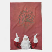 Weihnachtsmann, Schneeflocken, rot Geschirrtuch (Vertikal)