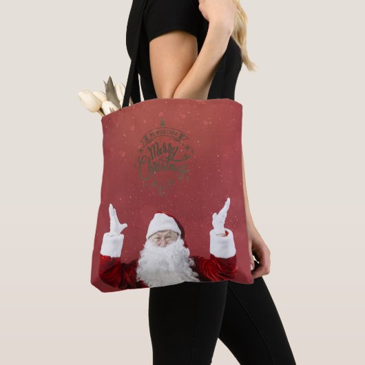 Weihnachtsmann, Schneeflocken, rot Tasche (Von Nahem)