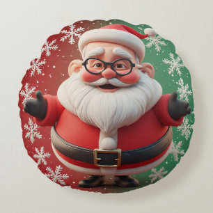 Weihnachtsmann-Schneeflocken-Weihnachts-Festtagsst Rundes Kissen