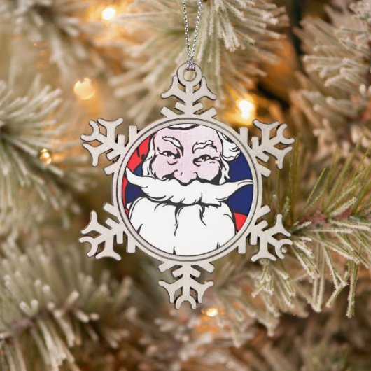Weihnachtsmann Schneeflocken Zinn-Ornament (Baum)