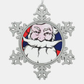 Weihnachtsmann Schneeflocken Zinn-Ornament (Vorderseite)