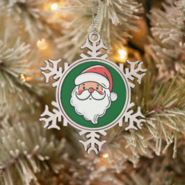 Weihnachtsmann Schneeflocken Zinn-Ornament