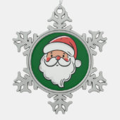 Weihnachtsmann Schneeflocken Zinn-Ornament (Vorderseite)