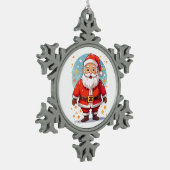 Weihnachtsmann Schneeflocken Zinn-Ornament (Links)