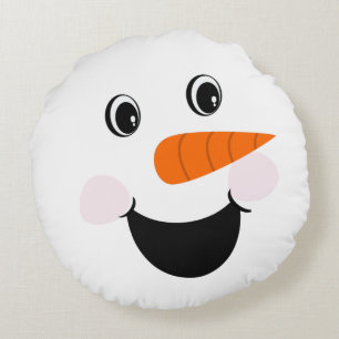 Weihnachtsmann Schneemann Glückliches Gesicht Läch Rundes Kissen