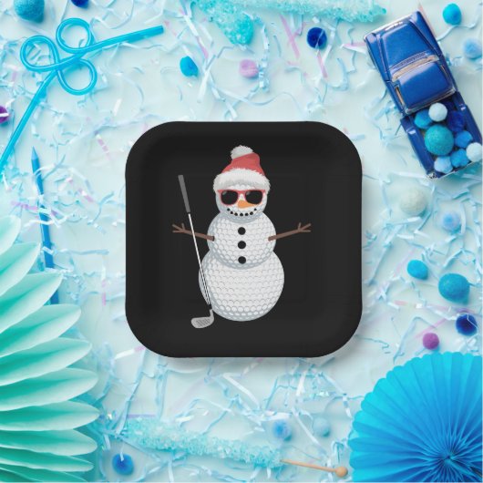 Weihnachtsmann Schneemann Golfball-Christmas-Golfe Pappteller (Party)
