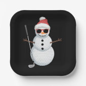 Weihnachtsmann Schneemann Golfball-Christmas-Golfe Pappteller (Vorderseite)