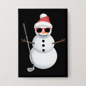 Weihnachtsmann Schneemann Golfball Weihnachtsgolfe Button (Vorderseite)