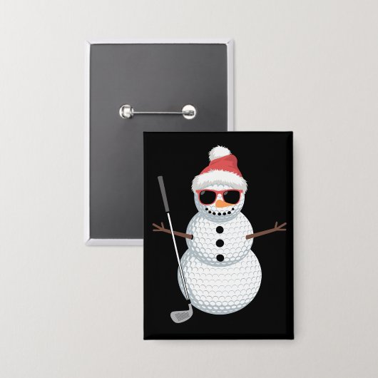 Weihnachtsmann Schneemann Golfball Weihnachtsgolfe Button (Vorderseite/Rückseite)