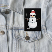 Weihnachtsmann Schneemann Golfball Weihnachtsgolfe Button (Insitu)