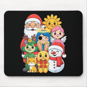 Weihnachtsmann Schneemann Hase Katze Engel Winter  Mousepad
