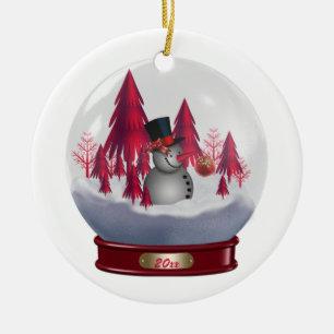 Weihnachtsmann-Schneemann rote Weihnachtsbäume Sch Keramik Ornament
