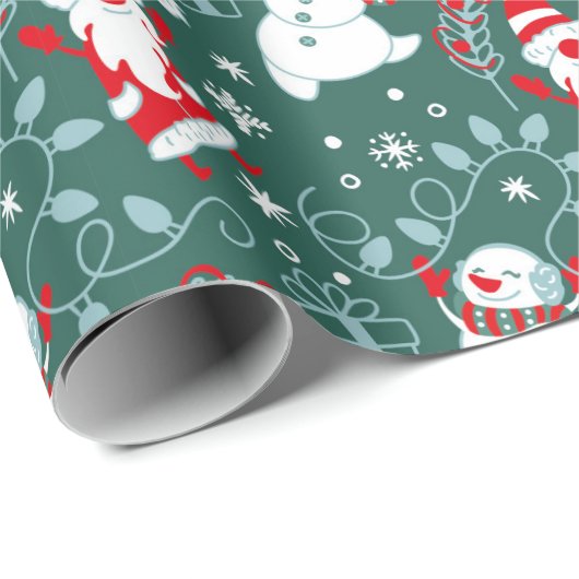 Weihnachtsmann-Schneemann-Umschlagpapier Geschenkpapier (Rolleneckpunkt)