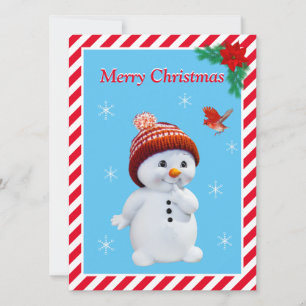 Weihnachtsmann-Schneemann und niedlicher roter Vog